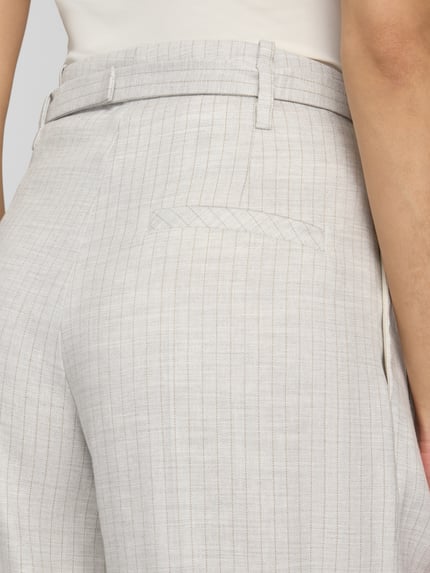 HUGO Weite Hose aus Leinen-Mix mit Gürtelschnalle Beige 3