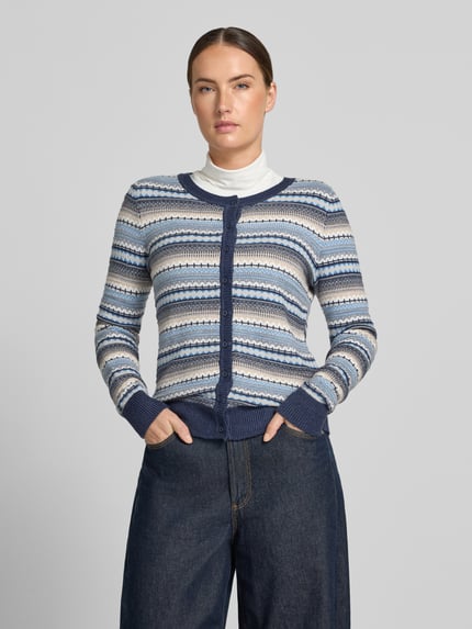 Christian Berg Woman Strickjacke aus Viskose-Mix im Allover-Look Dunkelblau Melange 4