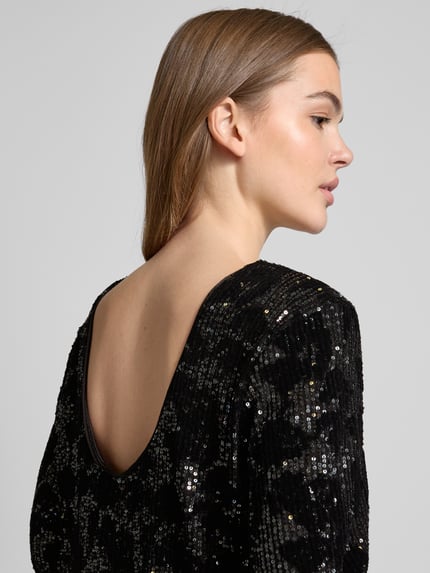 Kaffe Knielanges Kleid mit Paillettenbesatz Modell 'gritt' Black 3