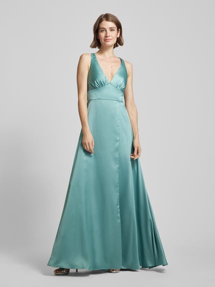 LUXUAR FASHION Sukienka wieczorowa z dekoltem w serek Jasnozielony 4