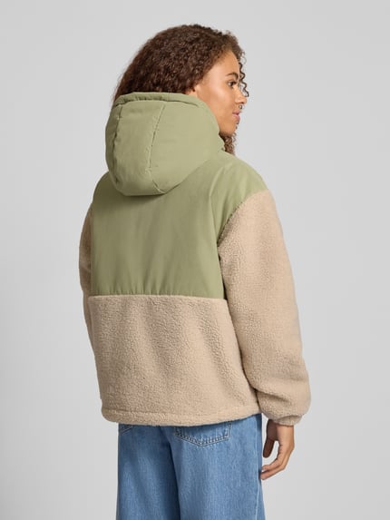 Mazine Regular fit jack met imitatiebont, model 'Blocking' Rietgroen - 5