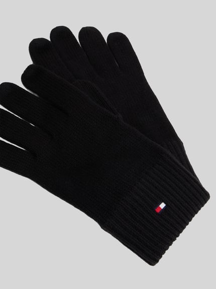 Tommy Hilfiger Rękawiczki z mieszanki bawełny i kaszmiru model 'ESSENTIALS FLAG' Czarny 2