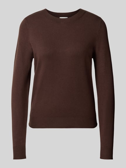 Produktfoto, Slim Fit Pullover aus viscosemix van s.Oliver RED LABEL in effen donkerbruin met fijne gebreide textuur