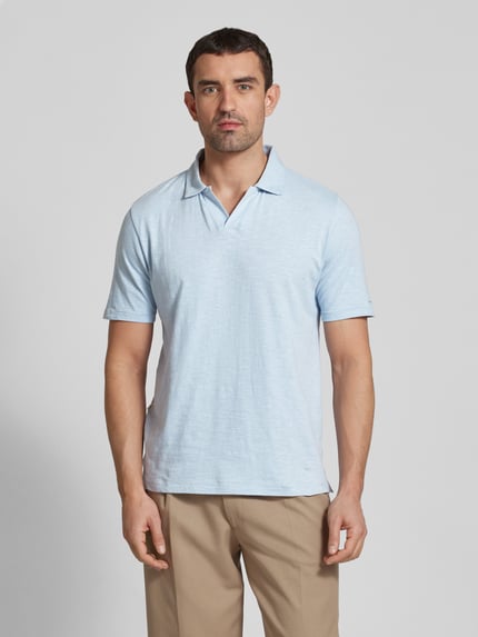 Colours & Sons Slim Fit Poloshirt aus Baumwoll-Leinen-Mix Anthrazit 4