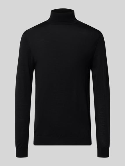 Produktfoto, Slim Fit Rollkragenpullover aus reiner Baumwolle von Matinique, zwart, geribde col en ribboorden, Heren, Puur katoen, slim fit, Lange mouw, logolabel, ruglengte maat M 67 cm, mouwlengte maat M 68 cm