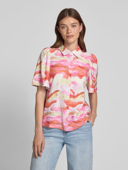 YAS Bluzka koszulowa o kroju regular fit z rękawem o dł. 1/2 model ‘AROLA’ Mocnoróżowy 4