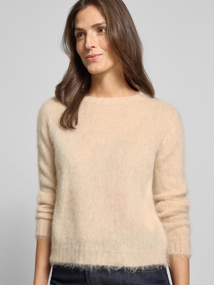 Max Mara Studio Regular Fit Strickpullover mit Mohair-Anteil Modell 'ACETO' Beige 3