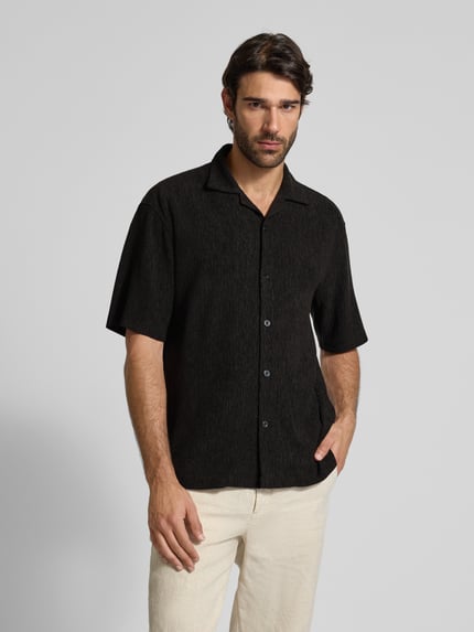 Jake*s Studio Men Regular Fit Freizeithemd mit Reverskragen Black 4