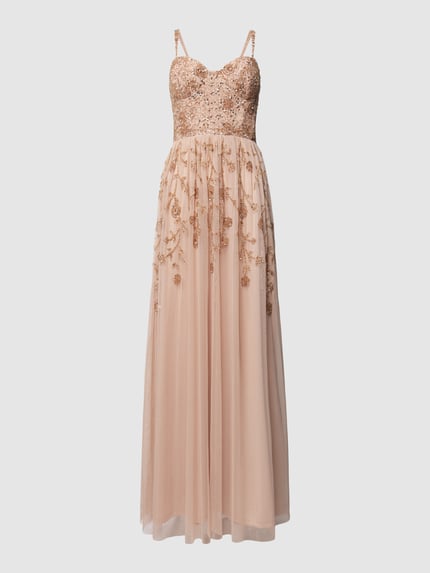 Lace & Beads Avondjurk met siersteentjes en pailletten Rosé - 2