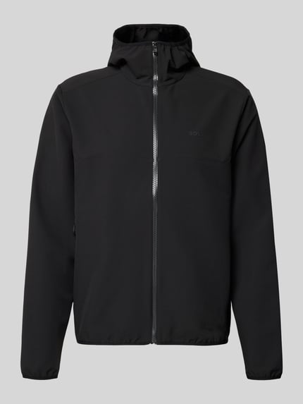 Produktfoto, schwarze Regular-Fit Trainingsjacke mit Kapuze Modell 'LW_COMMUTERPRO' von BOSS Green, glatte Struktur