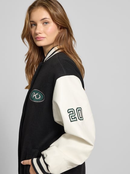 Karo Kauer Collegejack met label- en motiefstitchings Zwart - 3