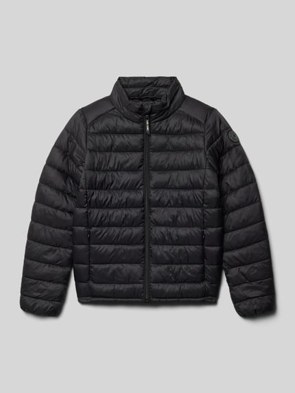 Produktfoto, schwarze Regular Fit Jacke in Stepp-Optik Modell 'Stinger' von CARS JEANS mit Stehkragen, Reißverschluss und Eingrifftaschen