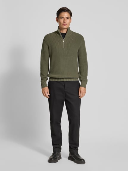 MCNEAL Strickpullover mit Troyer-Kragen Oliv 1