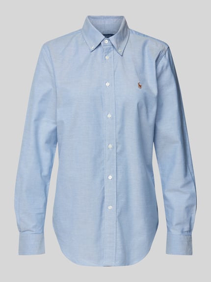 Polo Ralph Lauren Bluzka koszulowa o kroju regular fit z wyhaftowanym logo Jasnoniebieski melanż 2