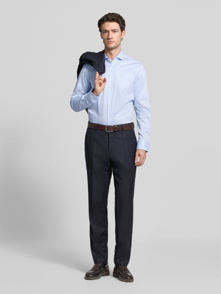 BOSS Regular fit zakelijk overhemd van katoenmix Bleu - 1