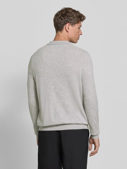 Christian Berg Men Gebreide pullover met polokraag en v-hals Lichtgrijs gemêleerd - 5