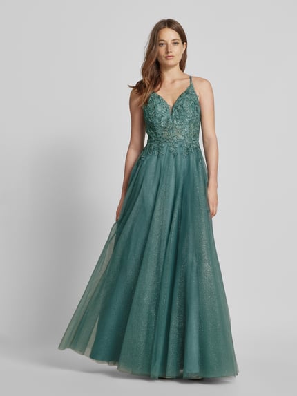 LUXUAR FASHION Abendkleid mit Strasssteinbesatz Gruen 4