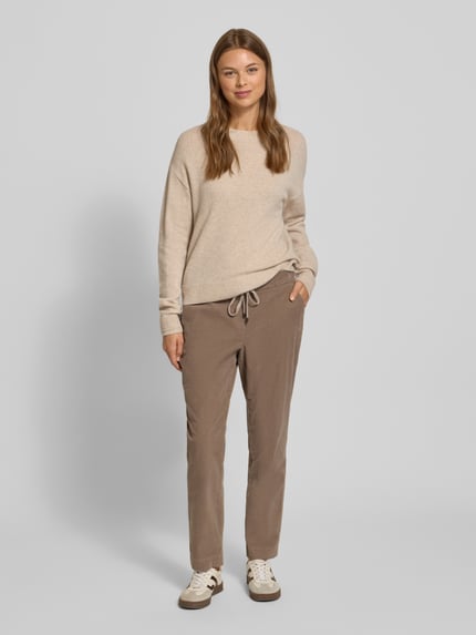 TONI Broek met verkorte pasvorm en elastische band, model 'sue' Taupe - 1