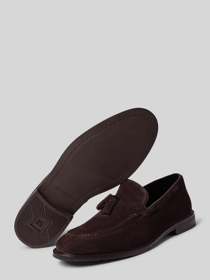 Produktfoto, Loafer aus echt leer Modell 'Lozham' van Gant, bruin, afgeronde pasvorm, velourslook, hakhoogte 2 cm, schachthoogte 7 cm, schachtwijdte 12 cm