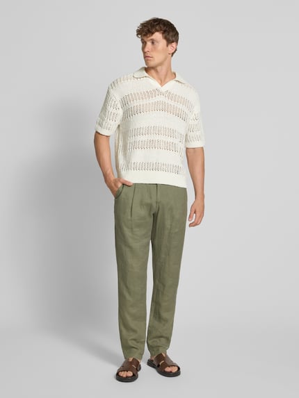 Jake*s Studio Men Poloshirt met ribboorden Offwhite - 1