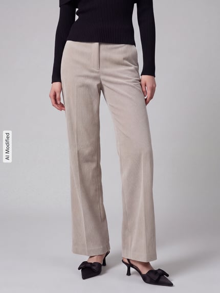 CAMBIO Regular Fit Cordhose mit angedeuteten Taschen Modell 'AMELIE' Kitt 4