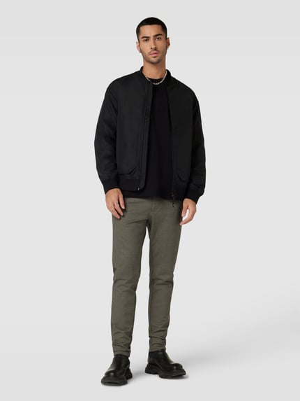 ONLY & SONS Tapered Fit Stoffhose mit Fischgratmuster Oliv 1