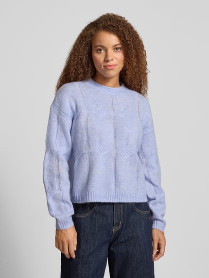 PIECES Relaxed Fit Strickpullover mit Woll-Anteil Modell 'JENNA' Hellblau 4