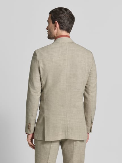 Mannelijk model draagt Slim Fit Anzugsakko met Woll-Anteil Model 'OASIS' van Selected Homme in melangelook met twillstructuur, Ganzlichaamsaanzicht achteraan