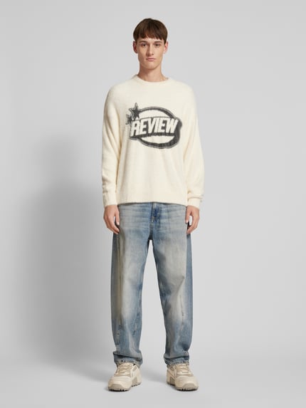 REVIEW Sweter z dzianiny z imitacji futerka Écru 1