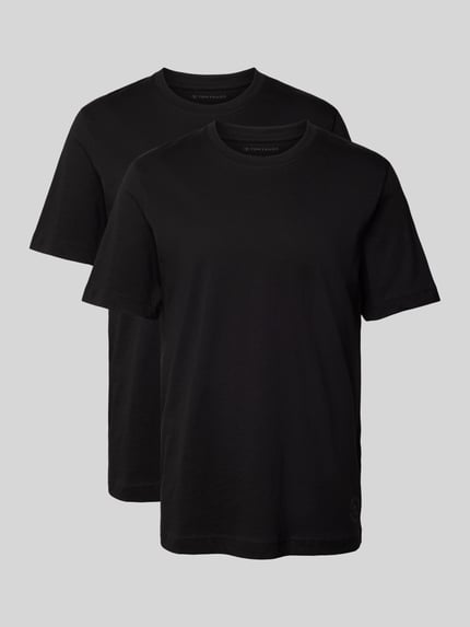Tom Tailor T-Shirt im unifarbenen Design im 2er-Pack Black 2