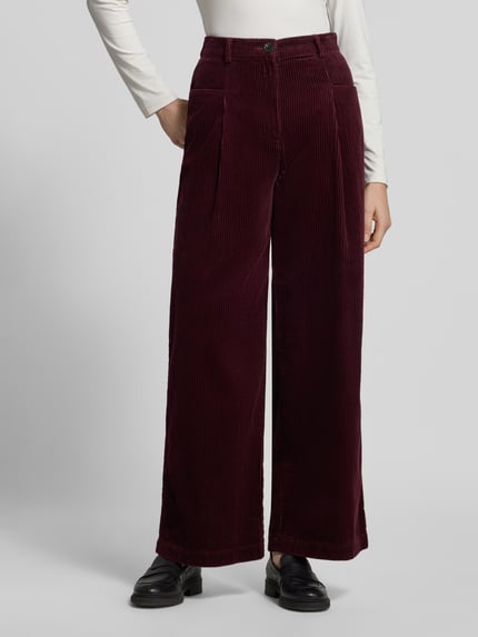 Jake*s Casual Wide Leg Hose mit Bundfalten Cord Pflaume 4