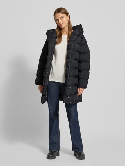 Calvin Klein Womenswear Glanzende gewatteerde lange jas met capuchon Zwart - 1