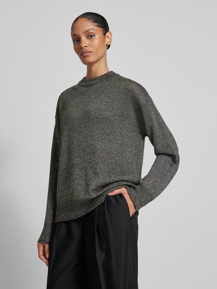Jake*s Collection Pullover van effectgaren met ronde hals Middengrijs - 4