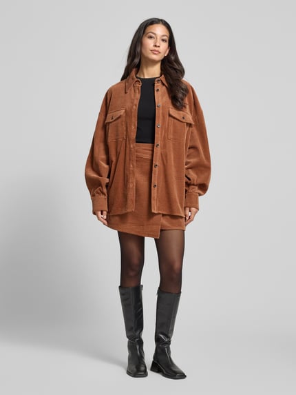 Gestuz Relaxed Fit Hemdbluse aus Cord Modell 'cortes' Camel 1