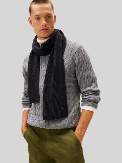Tommy Hilfiger Schal mit Logo-Detail aus Kaschmir Anthrazit 1