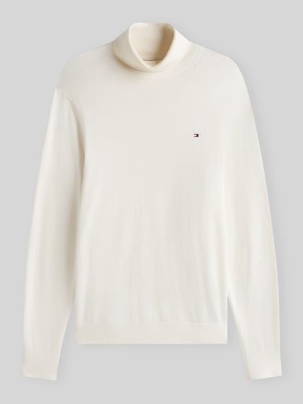 Tommy Hilfiger Regular Fit Rollkragenpullover aus Baumwoll-Kaschmir-Mix Offwhite 2