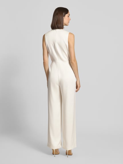 Christian Berg Cocktail Jumpsuit aus Satin mit Bindegürtel Ecru 5