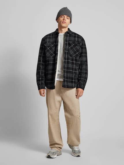 Redefined Rebel Regular fit overhemdjack met opgestikte paspelzakken op de borst Zwart - 1