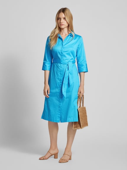 s.Oliver BLACK LABEL Midi-jurk met platte kraag Lichtblauw - 1
