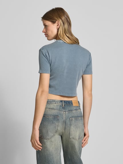 Dickies Cropped T-Shirt in Ripp-Optik Modell 'PLENTYWOOD' Blau 5
