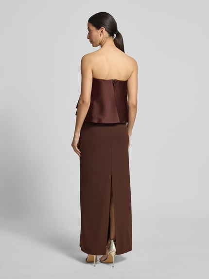 Rinascimento Slim Fit Maxikleid mit Satin-Besatz Schoko 5