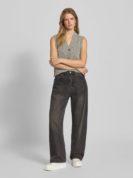 Marc O'Polo DENIM Regular fit mouwloos vest van scheerwolmix Lichtgrijs gemêleerd - 1