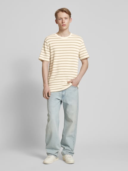 ONLY & SONS T-Shirt mit geripptem Rundhalsausschnitt Modell 'IAN' Beige 1