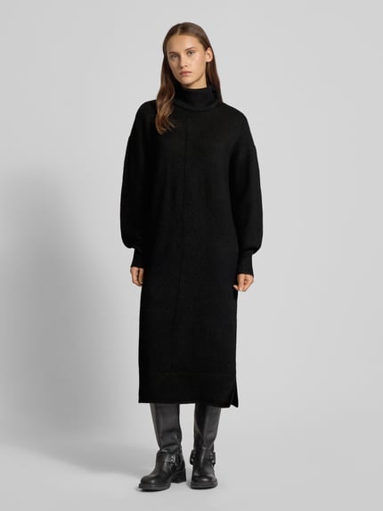 PIECES Sukienka z dzianiny o kroju oversized z dodatkiem wełny model „MALOU” BLACK 4