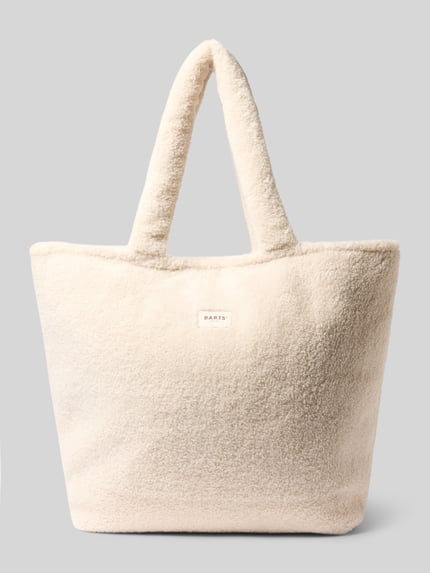 Produktfoto, Shopper mit Fleece-Innenfach Modell 'Bugbane' von BARTS in Creme, rechteckige Form, Label-Patch, Fleece-Textur, Animal Print