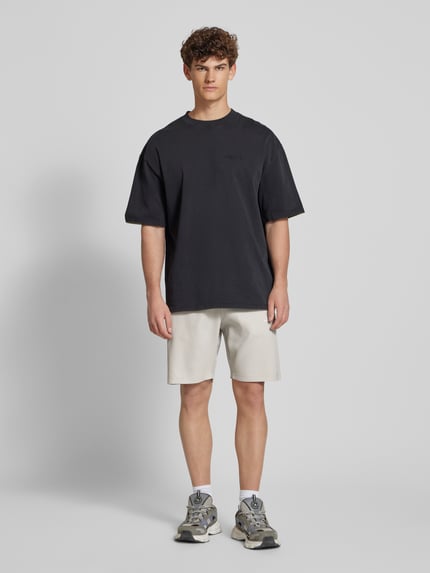 PEGADOR Shorts mit elastischem Bund und Label-Stitching Modell 'TROY' Hellgrau 1
