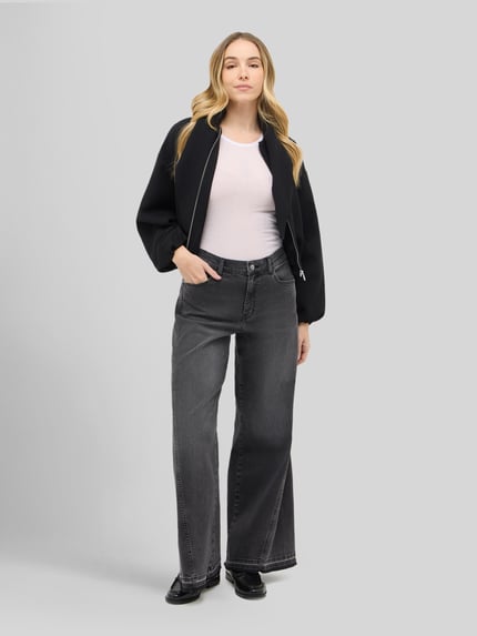 ANGELS Wide Leg Jeans aus Baumwoll-Mix Modell 'Liva Edgy' Mittelgrau 1