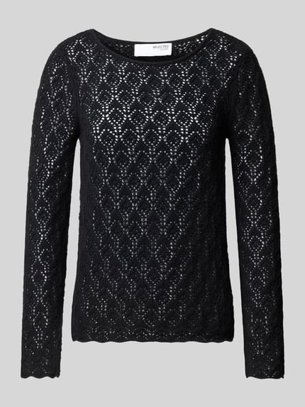 Selected Strickpullover mit Rundhalsausschnitt Modell 'NIVA' Black 2