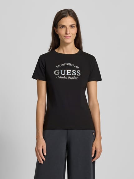 GUESS Activewear T-shirt met labeldetail, model 'NINA' Zwart - 4
