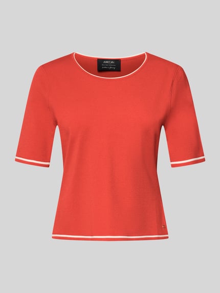 Bluzka z dzianiny z mieszanki wiskozy z okrągłym dekoltem Shop The Look MANNEQUINE